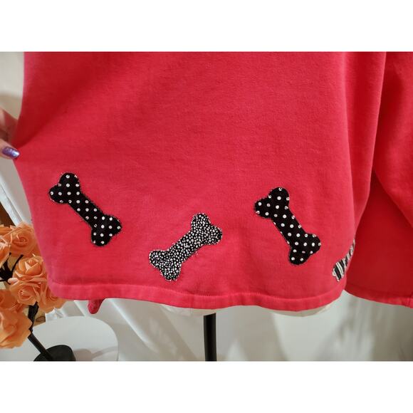 Vtg Tracey Designs Button Dog Cardigan Sweatshirt Size L Pockets Artsy Red Paws - Picture 8 of 12